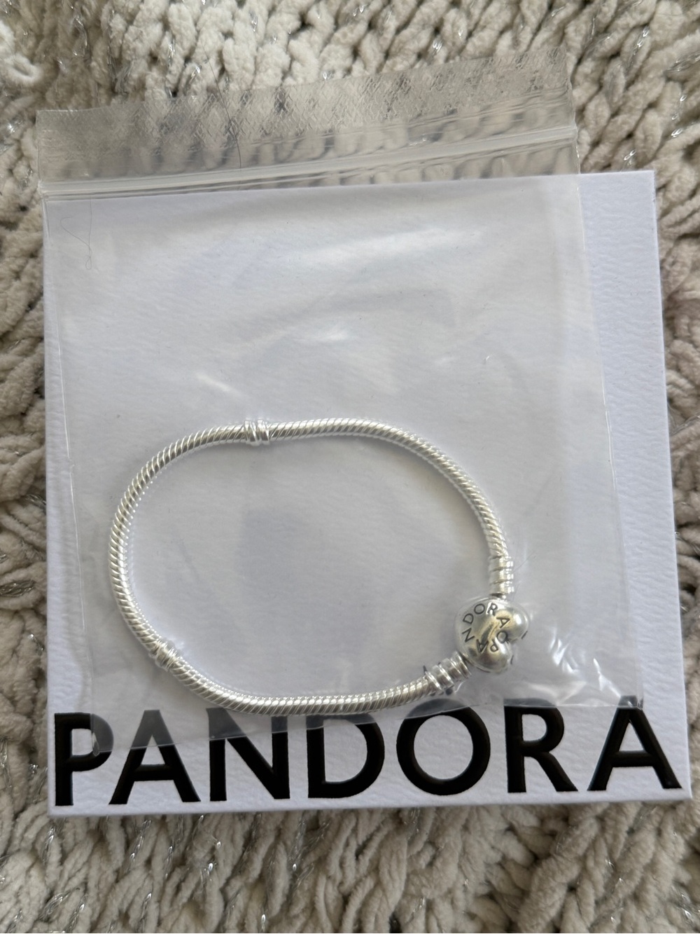 Pandora Silver Snake Chain Bracelet with Logo Clasp